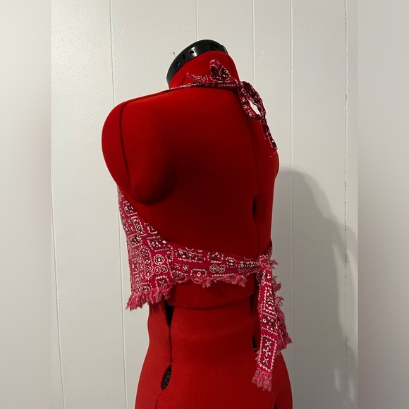 Western Halter Crop Top Bandana Print Boho Chic Upcycled - Picture 2 of 5